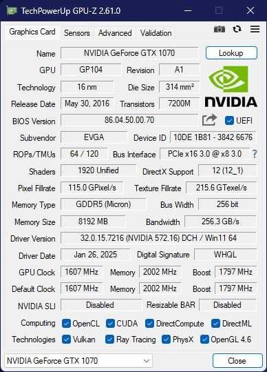 EVGA GTX 1070 FTW2 пълен комплект