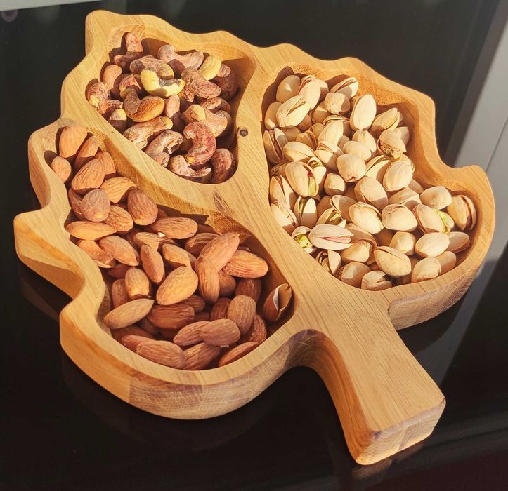 Дървено Плато за Ядки - Есенно Листо