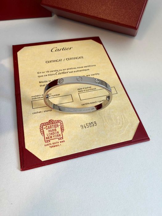 Brățară Cartier LOVE 16 aur alb 750 cu cutie