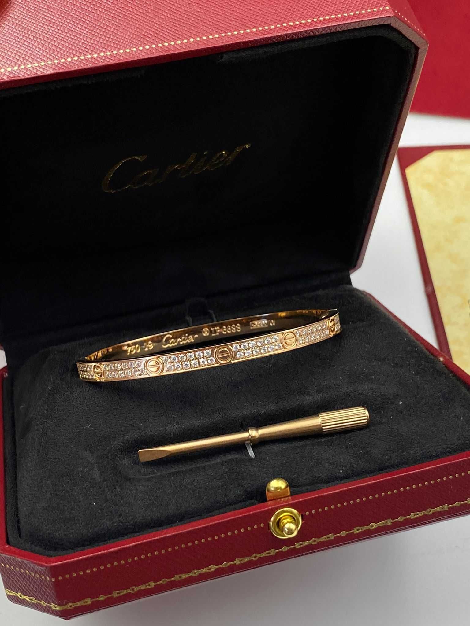 Brățară Cartier LOVE 19 din aur rose 750 Slim cu Diamante