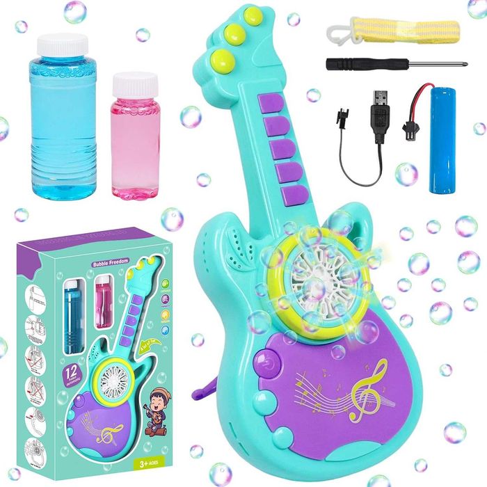 Детска машина за балончета, голяма китара със Led светлина