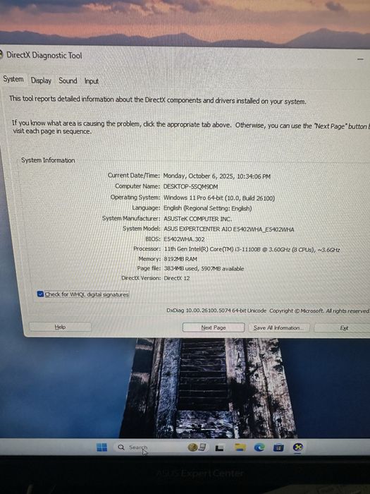 Sistem All-In-One PC ASUS ExpertCenter i3 8GB 256GB SSD