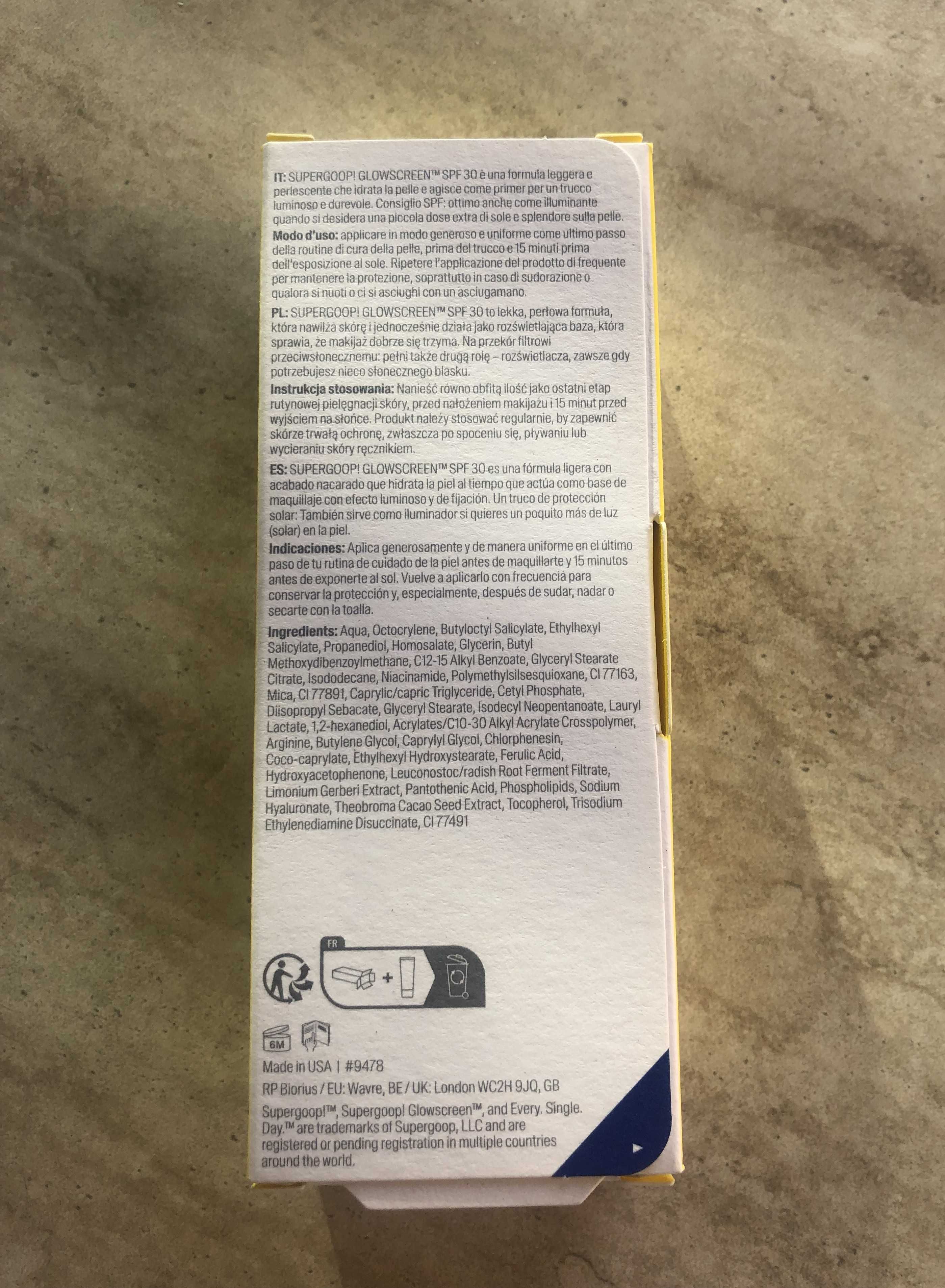 Слънцезащитен крем Supergoop! Glowscreen SPF30