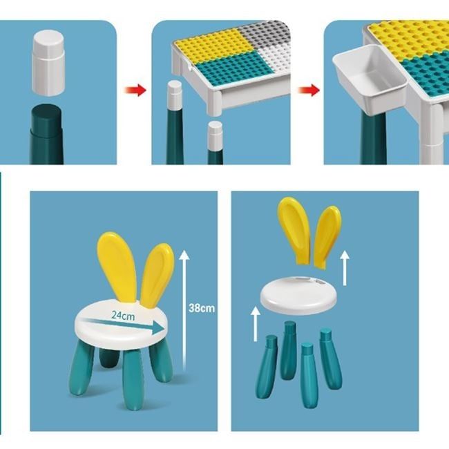 Детска маса с конструктор 85 части + столче с ушички