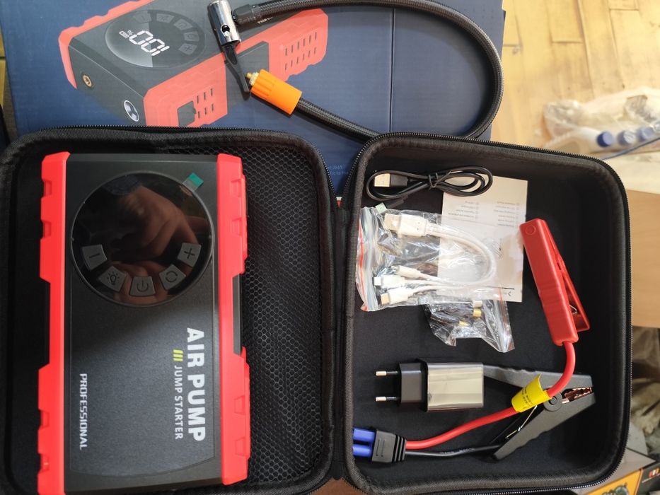 Pover bank avto jump starter with air pump