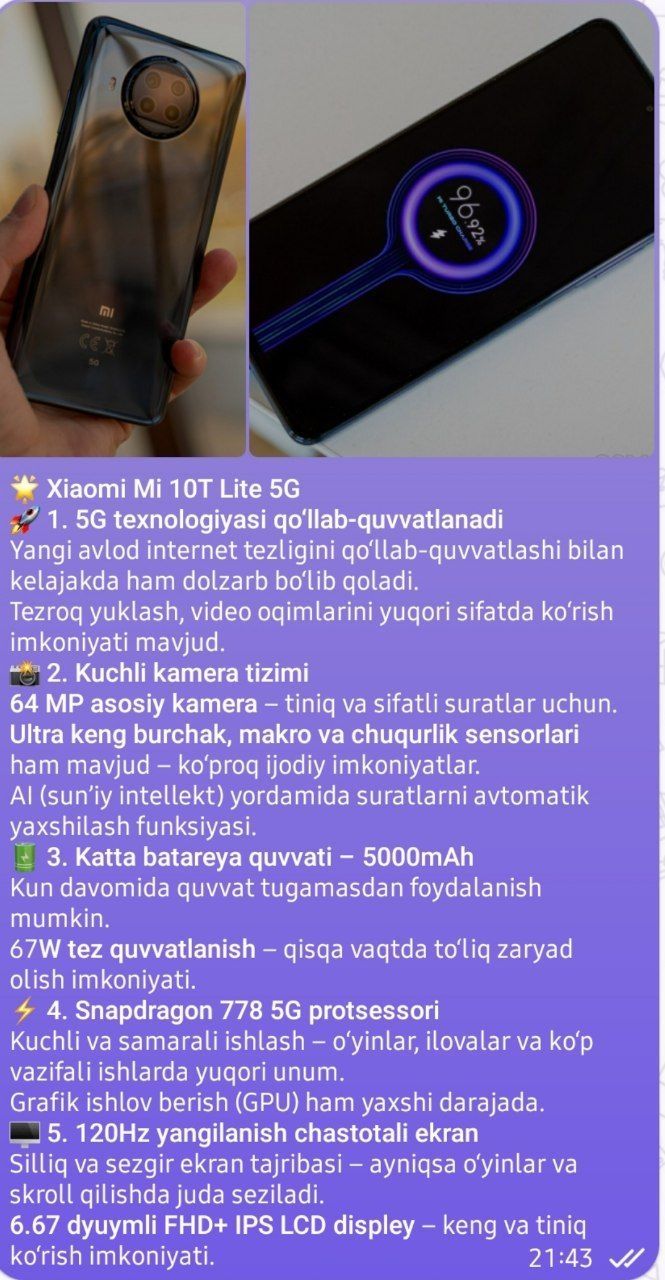 Samsung a51 bilan xiomi 10 t lite 5g