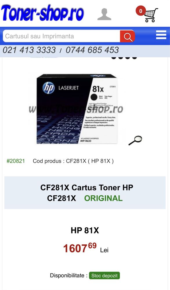 Toner original HP CF281X CF 218XC nou nefolosi imprimanta