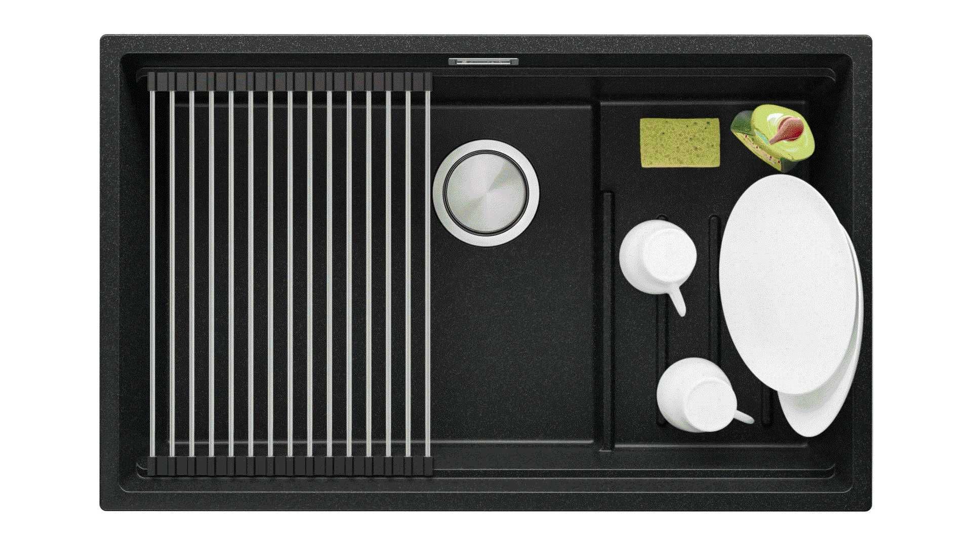 Графит гранитна мивка за монтаж под плот Прага 80 Step Level 560 x 470