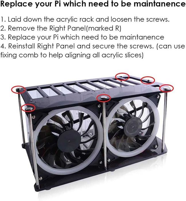 Carcasă GeeekPi Cluster Raspberry Pi Rack stivuibil 8 straturi LED RGB