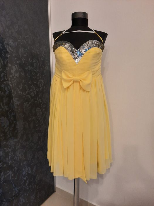 Rochie voal top galbena marime 40 paiete