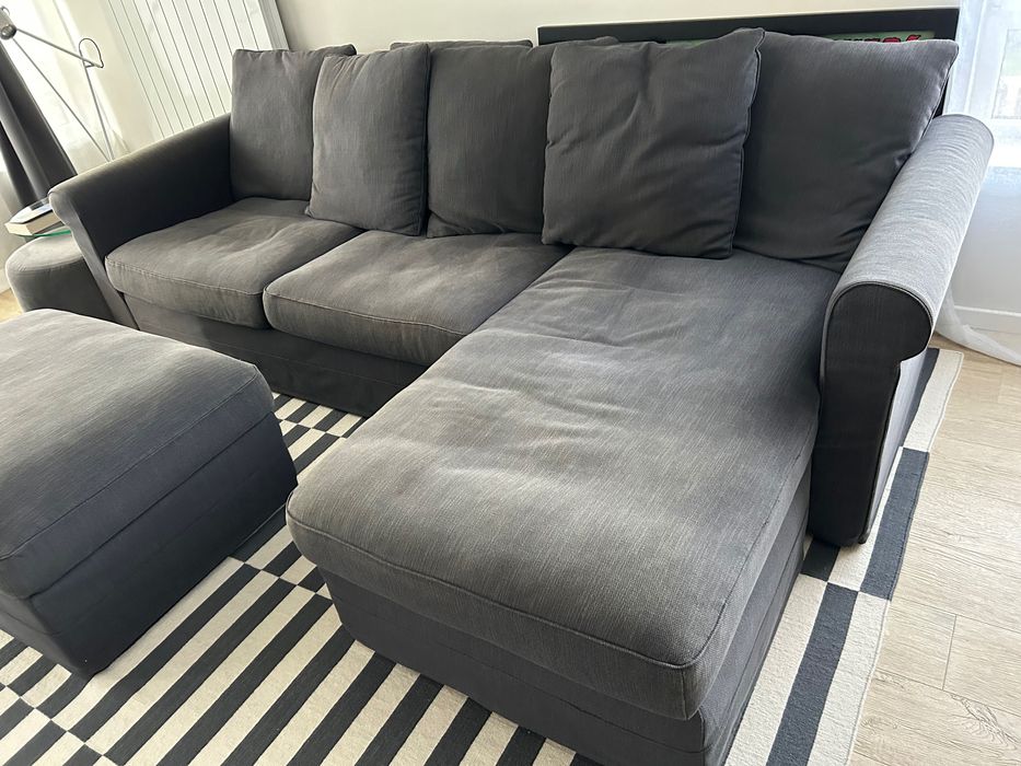 триместен диван, с лежанка и табуретка с ракла  IKEA GRONLID