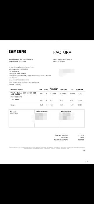 Vand Samsung S23 256GB impecabil la cutie