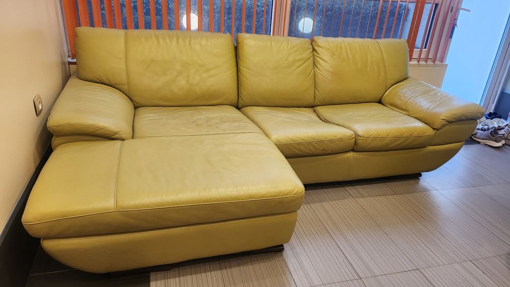 Ъглов диван естествена кожа