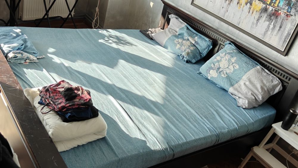 Pat matrimonial lemn masiv