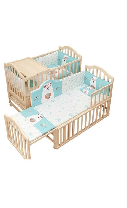 Дървено креватче, 5 в 1, за бебета и деца