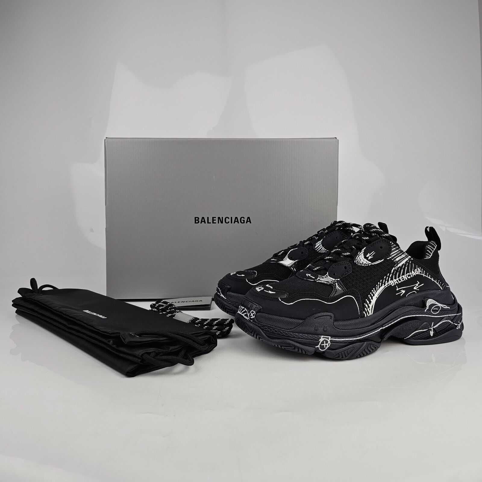 Adidasi Balenciaga Triple S Black & White