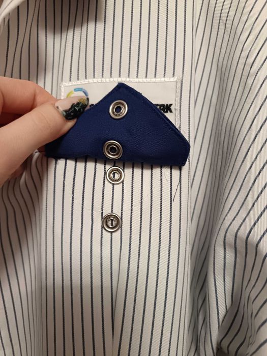 Halat medical alb cu dungi, mărimea M, bumbac, în stare foarte bună