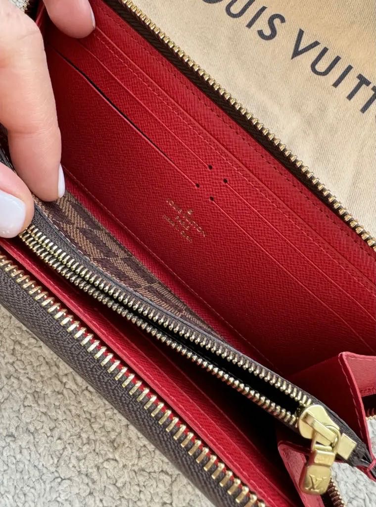 Portofel original Louis Vuitton Clémence Damier Ebene nou