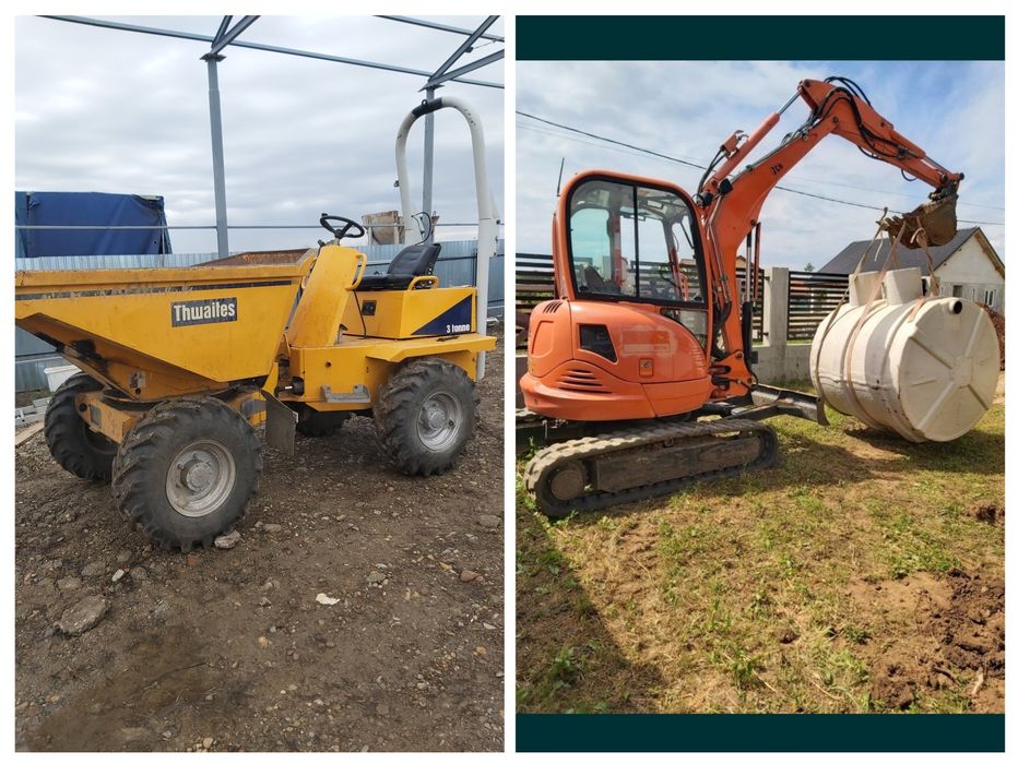 Miniexcavator cu forța mare, picon închiriat dumper bobcat sapat canal