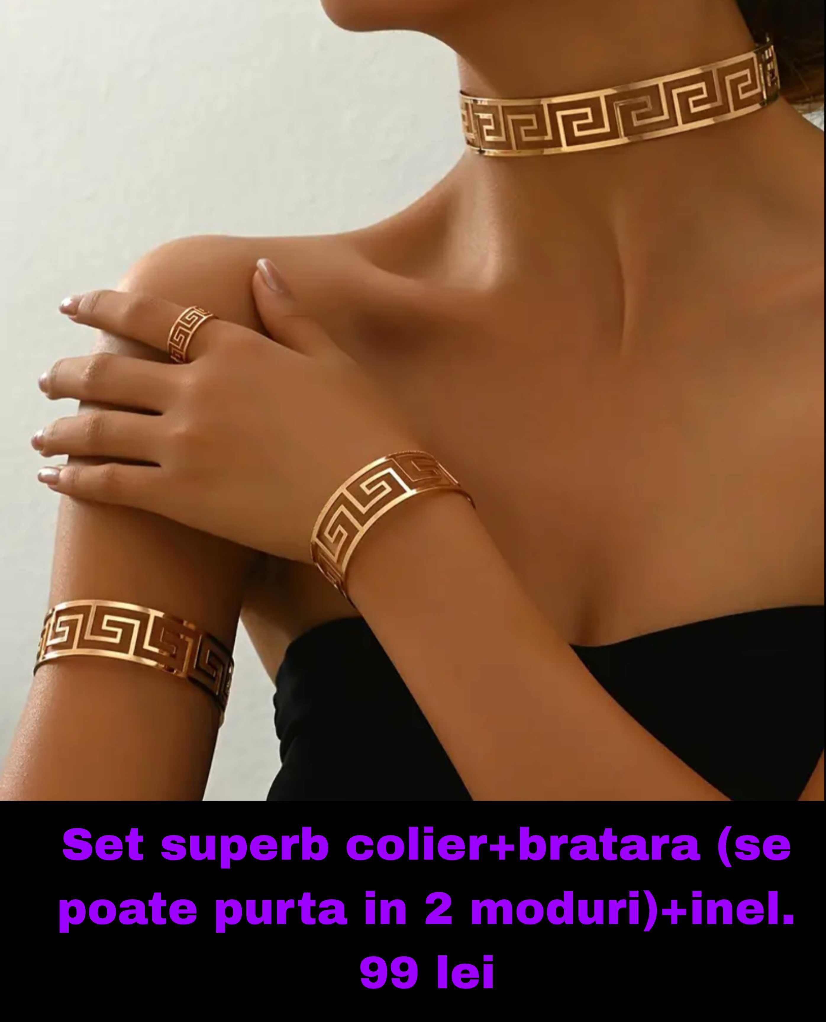 Cercei si Colier masiv leopard si leu