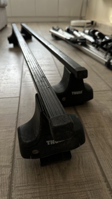 Bare transversale THULE + suport biciclete SAAB (3 bucăți)