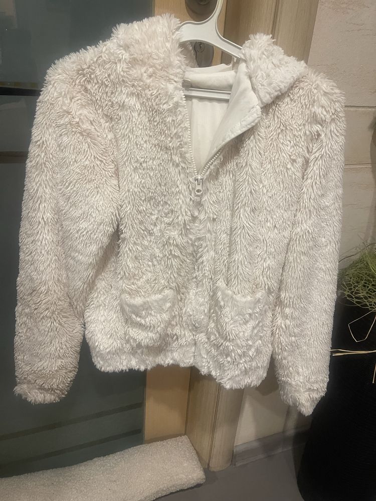 H&M детско яке за момиче в бяло и черно