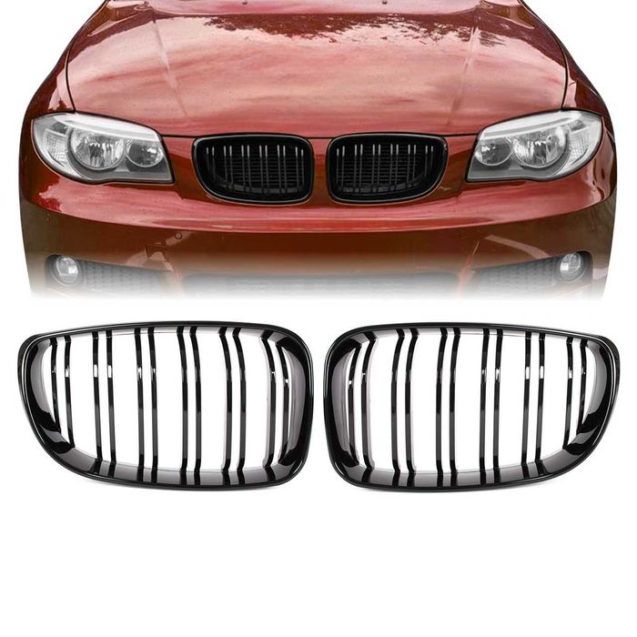 Grile duble BMW Seria 1 E87 E82 E87 E88 2007-2011 - Negru Lucios