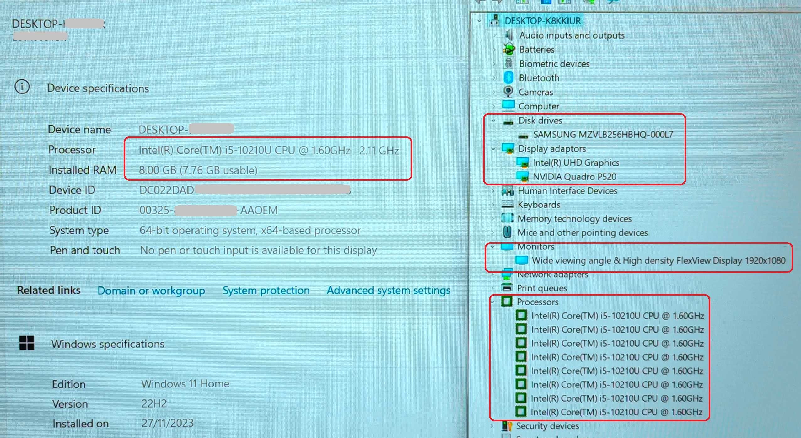 Lenovo ThinkPad P15s/Core i5 10210/16 RAM/512 SSD/Quadro P520/15.6 IPS