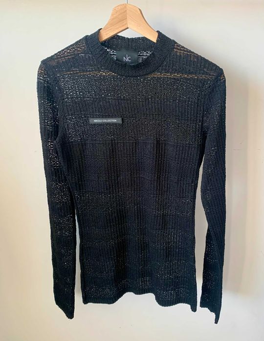 Черна дантелена блуза NIKOLE COLLECTION