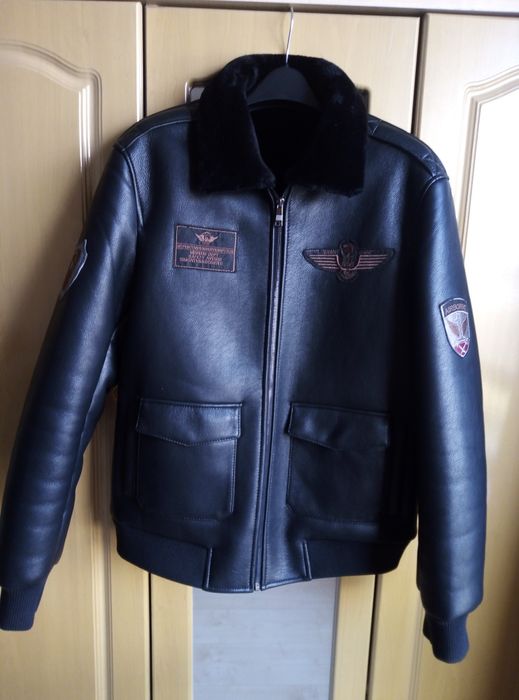 Зимняя мужская кожаная куртка, Ogmando, 48-50 р.