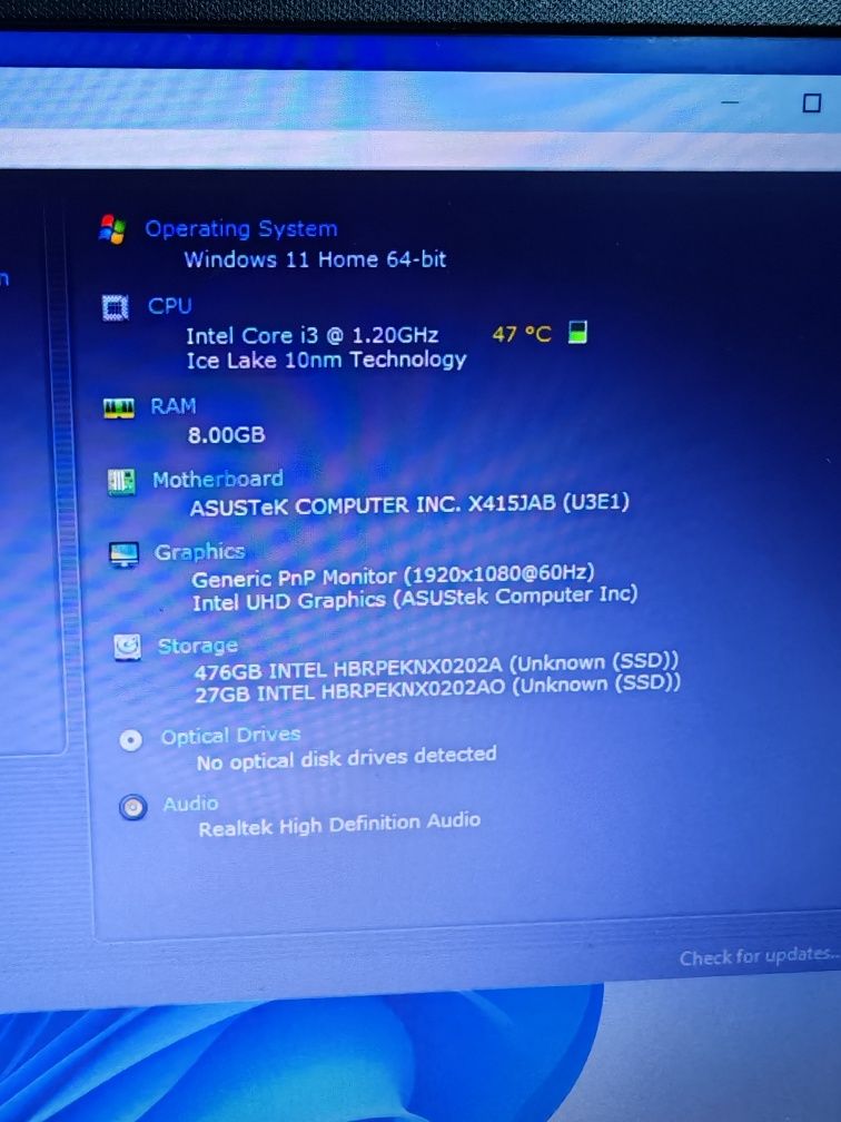 Laptop Asus i3 gen10/8gb/512gb