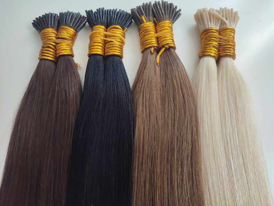 Кератинови кичури от естествена коса, екстеншъни, 100г, 55-65см