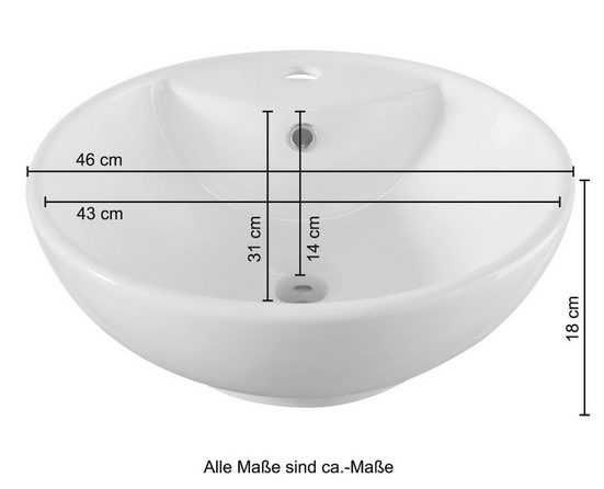 chiuveta baie rotunda pe blat, welltime Milano, 46 cm