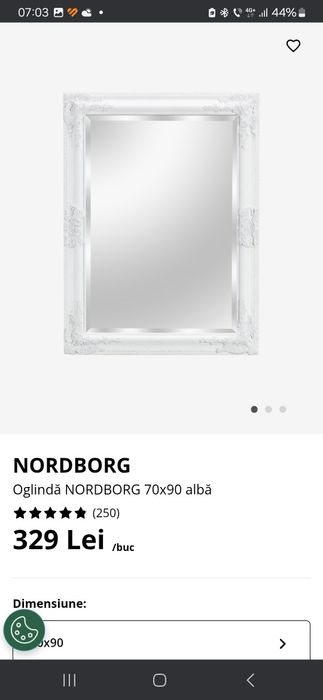 Oglinda cu rama alba din Jisk, transport gratuit 150lei
