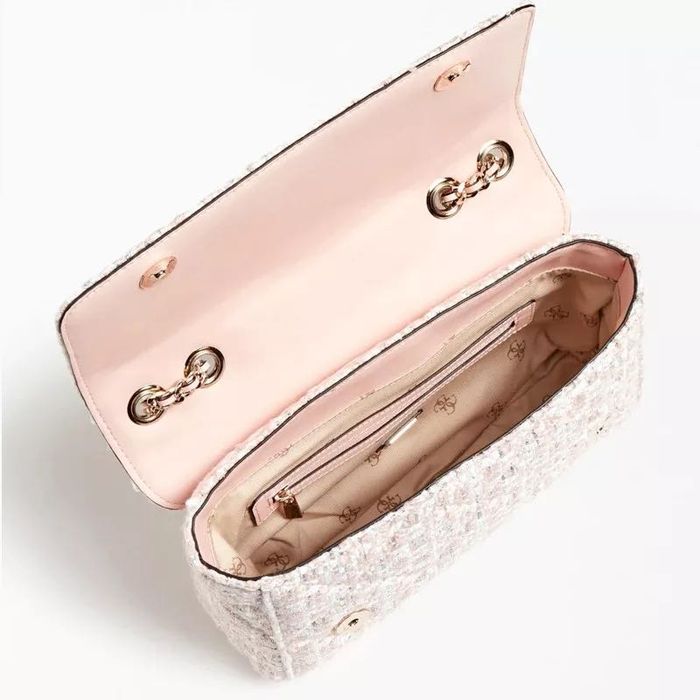 Чанта Guess Cessily Tweed Pink