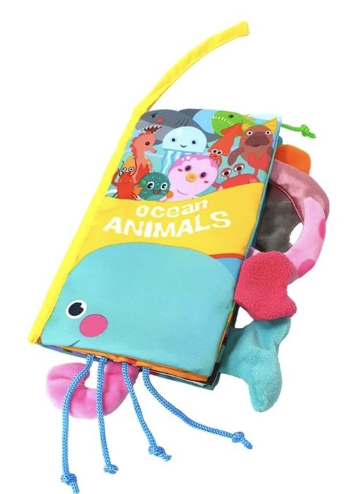 Carte senzoriala fosnitoare pentru bebelusi, cu animalute colorate