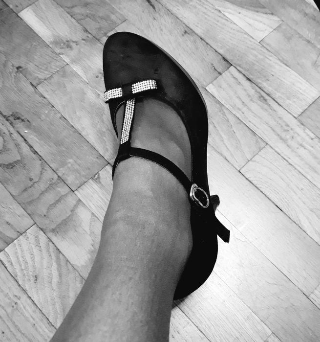 Дамски елегантни обувки, от черен еко велур, 37 номер