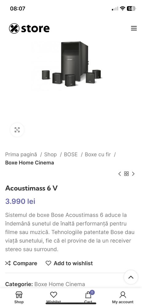 BOSE Acoustimass 6 Seria3 Putere635W Made inIRELAND PrețMAGAZIN4000Lei