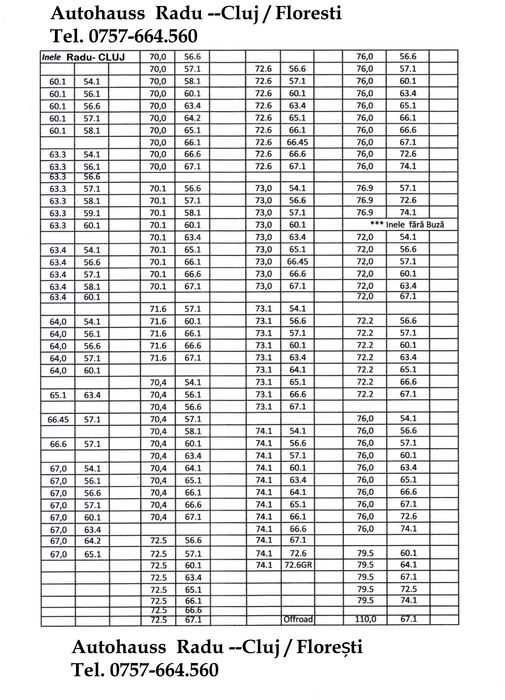 Inele de centrare Originale VW Audi BMW Opel Renault Mercedes Ford