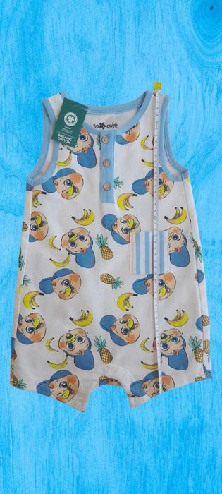 Salopeta scurta bebe cu nasturi si fara maneci 80cm