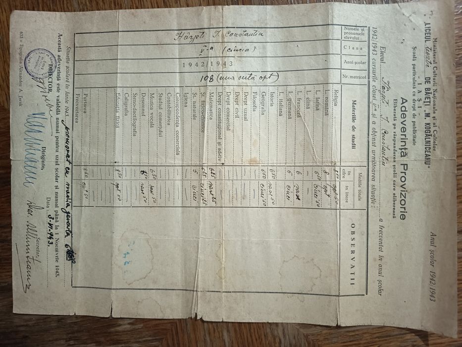 Adeverință provizorie