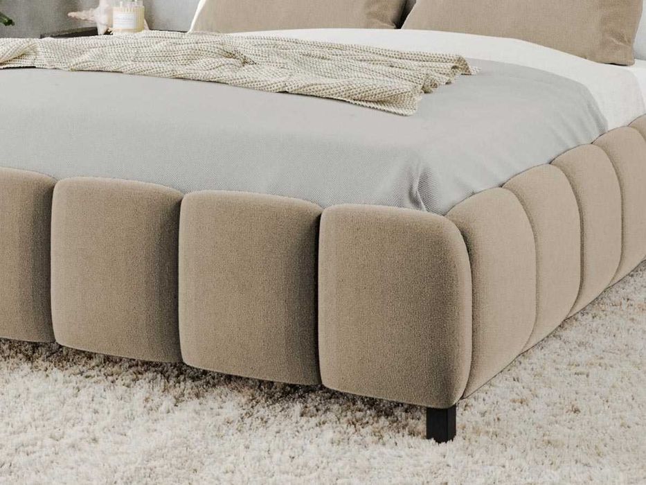 Pat Tapitat Bari Bej Velluto 3 cu somiera rabatabila si lada