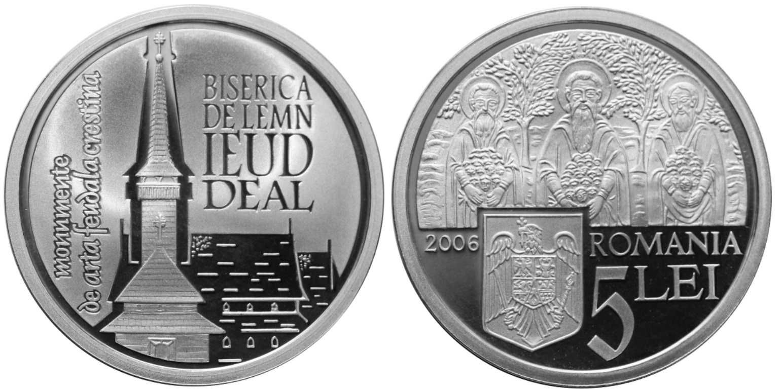 Moneda BNR 5 lei argint biserica Ieud Deal gradata NGC PF 68 UC