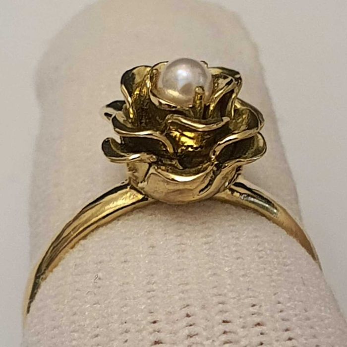 M60 Inel Aur 14K Cu Perla Naturala Akoya