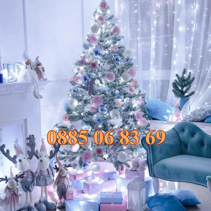 Коледни лампички 50 метра на макара, бяла светлина, водоустойчиви