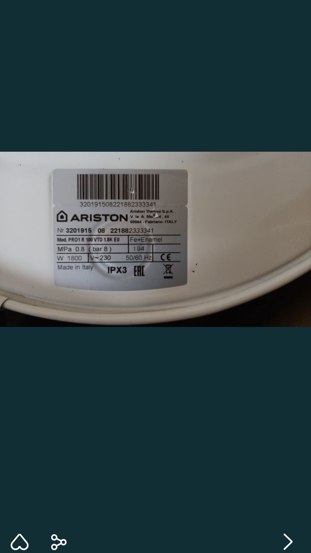 Boiler Ariston 100 L