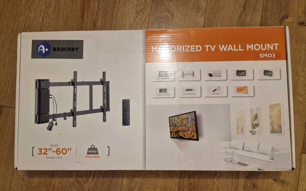 Suport TV motorizat A+ SMO3B, reglabil, 32”-60”, negru.