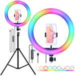Ефектен многоцветен RGB LED ринг със статив MultiColour