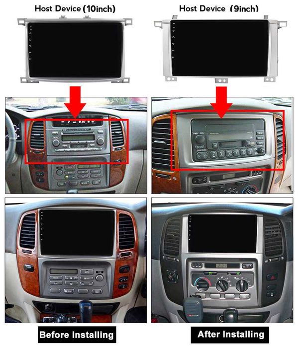 Navigatie Android 14 Toyota Land Cruiser 2002-2007 1/8 Gb Waze CarPlay