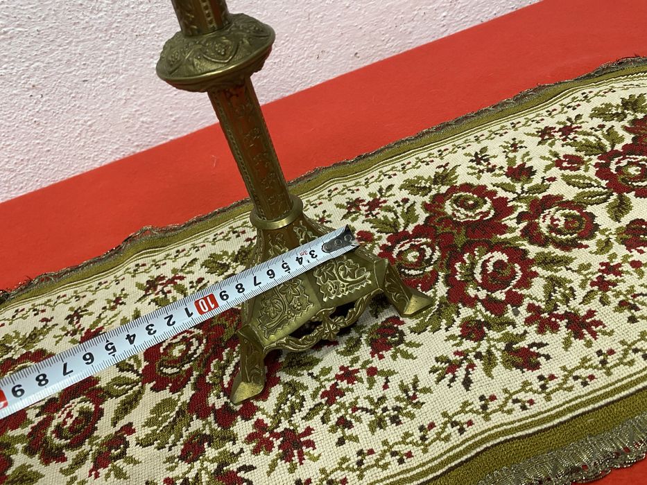 Винтидж френски месингов свещник с ръчна орнаментика 1950-те